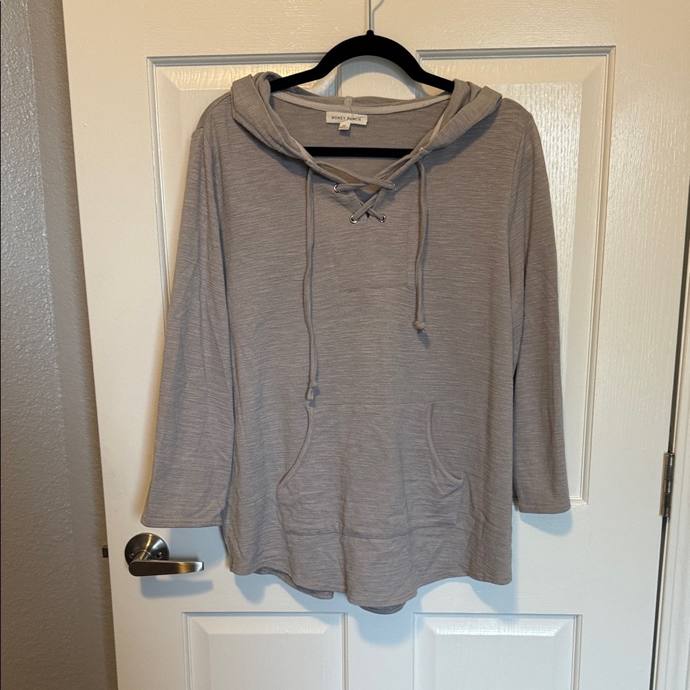 Honey Punch Light Gray Hooded Sweatshirt